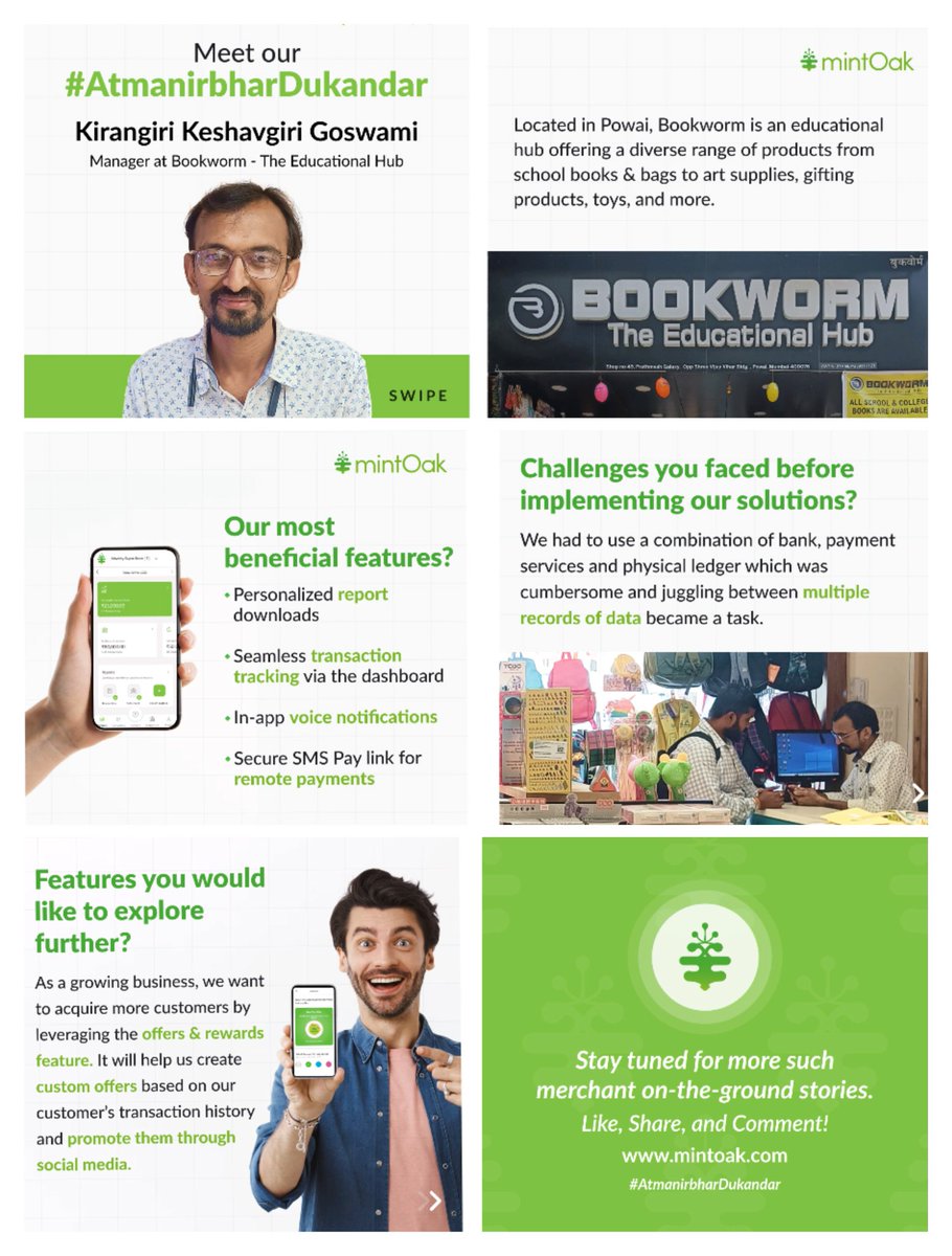 Introducing our #AtmanirbharDukandar Kirangiri Keshavgiri Goswami from Bookworm - The Educational Hub, powered by Mintoak! 💚✨