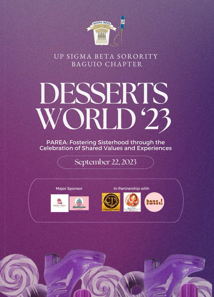 UPBSigmaBeta's tweet photo. 🎀  𝒯𝒽𝑒 𝓁🍩𝓃𝑔 𝓌𝒶𝒾𝓉 𝒾𝓈 🍪𝓋𝑒𝓇  🎀 

The long wait is over!

This is more than just a sweet nothing. 😍

As part of our 19th-anniversary celebration, the UP Sigma Beta Sorority Baguio Chapter is finally returning its much anticipated 𝓓𝓮𝓼𝓼𝓮𝓻𝓽𝓼 𝓦𝓸𝓻𝓵𝓭. https://t.co/4Faxl2dwji