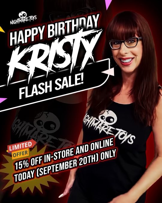 It&rsquo;s my Birthday!! I&rsquo;m giving y&rsquo;all 15% off today for my Birthday!! Shop Nightmare Toys!!! 🎂🎈🖤  #HappyBirthday<a href="/tag/happybirthday"class="tags"><span>#happybirthday</span></a><a href="/tag/loveyall"class="tags"><span>#loveyall</span></a><a href="/tag/supportsmallbusiness"class="tags"><span>#supportsmallbusiness</span></a>