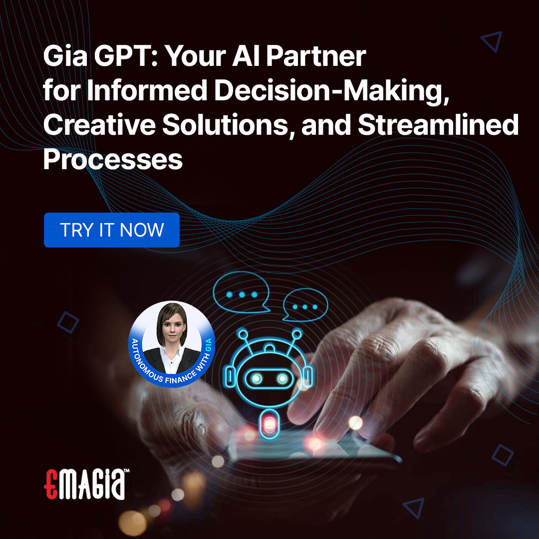 EmagiaCorp's tweet photo. Gia GPT assists finance executives and staff supercharge the productivity by making information stored away in documents accessible in seconds. #giagpt #gia #ai #generativeai #generativeaiforfinance  #visualgraphs #rapidinsights #financereports https://t.co/oojyQmN4Ea https://t.co/nWmB0tYwiD