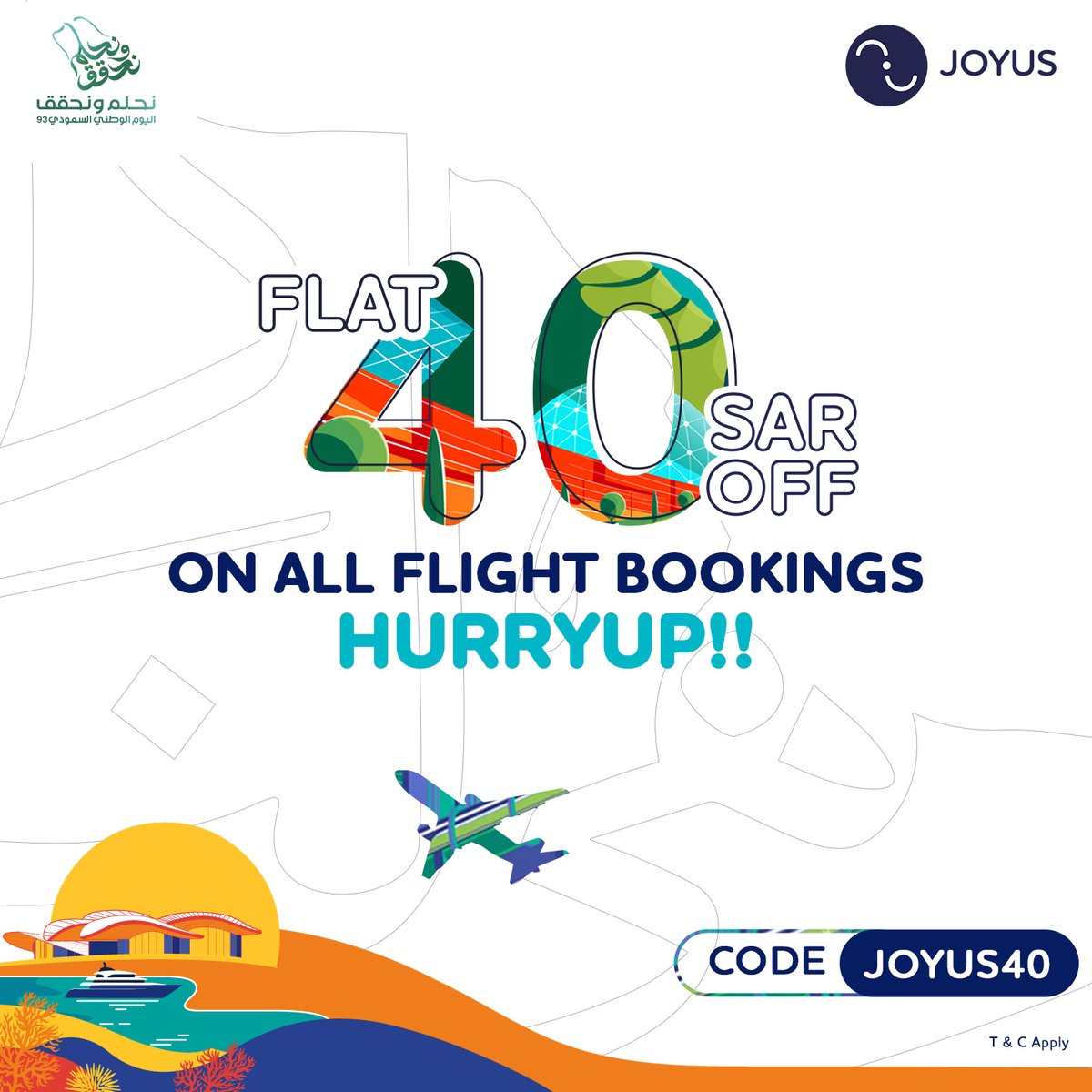 joyustrips1's tweet photo. ✈️ Flat 40 SAR OFF on all flight tickets on Joyustrips! ✈️

Book your flight tickets now and save 40 SAR on all routes. 💰 This offer is valid for a limited time only, so don't miss out! ⌛️

Use Coupon Code: JOYUS40 🎟��

#Joyustrips #flightsale #travelgram #vacationmode #explore https://t.co/9oK3opEs4K