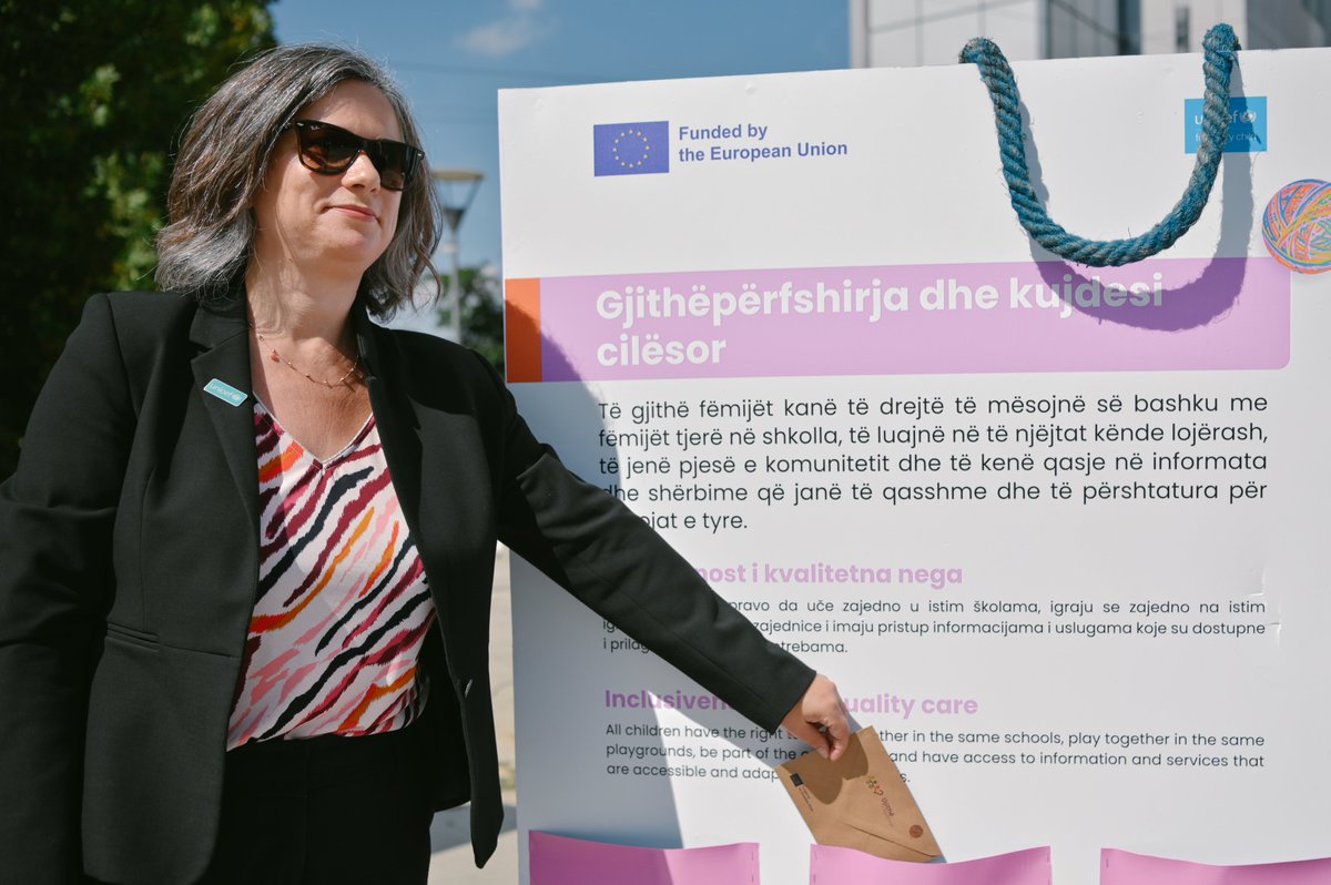 UNICEFKosovo's tweet photo. 'Evidence shows that the inclusion of children w/disabilities in society is possible but it requires a change of perception &amp; recognition that children w/disabilities hold the same rights as others; that they can be agents of change &amp; that their voices must be heard' @nzicherman https://t.co/u1NUPHj6s7