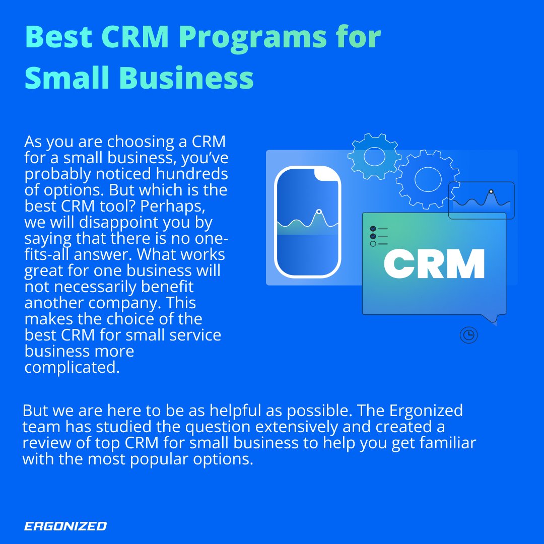Ergonized's tweet photo. What's the best #CRM for small businesses?

We want to help you, so let's dive into the #crmsoftware world together. Still, need a hand?

📩 Feel free to drop us a line at info@ergonized.com to get a free consultation. https://t.co/gCsu06fCoL