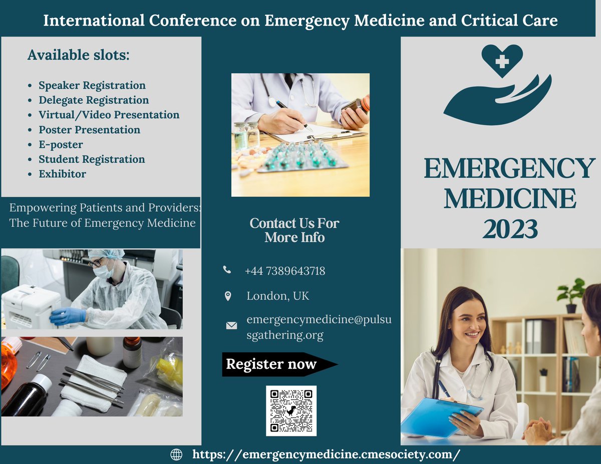 emergencymedcon's tweet photo. 🚑 Exciting News! 

Registration for the upcoming #EmergencyMedicine and #CriticalCare Conference in #London, UK is NOW OPEN! 

🌟 Limited slots available - secure yours today for cutting-edge insights, expert panels, and networking opportunities! 

🌐 https://t.co/07duQ1g3oD https://t.co/MhUuSrmUWM