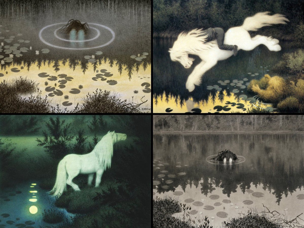 If you're in a Norwegian forest and come across an unearthly white horse, don't approach it. Folklore says that Nøkken, a dangerous creature that dwells in ponds, is able to shapeshift into a white horse. If you try to ride the horse, it will jump into the pond and drown you.