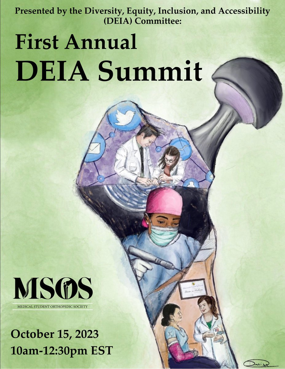 MSOSOrtho's tweet photo. 🌟 Exciting News! Join us for the Medical Student Orthopedic Society (MSOS) Inaugural Diversity, Equity, Inclusion, and Accessibility (DEIA) Summit hosted by The George Washington University. 🌟

🗓️ Date: October 15th
🕙 Time: 10am EST

Our DEIA committee, chairs, and advisors have poured their hearts into creating an incredible summit program just for medical students. 🩺💡

Discover valuable insights, engage in important discussions, and help shape the future of orthopaedics. 🤝✨

For more information and to register, visit our website: https://t.co/JKUXv6xNmB

Let's come together to promote diversity, equity, inclusion, and accessibility in orthopaedics! 🌍❤️ #MSOSDEIASummit #Orthopaedics #MedStudentLife #InclusionMatters #MedTwitter