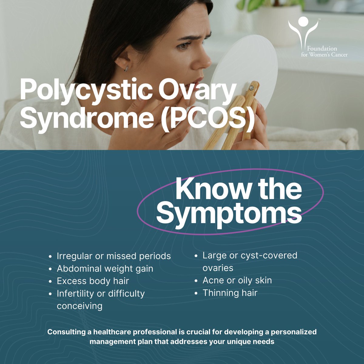 GYNCancer's tweet image. September is #PCOSAwarenessMonth! We are shedding light on Polycystic Ovary Syndrome (PCOS) and the symptoms that affect millions of individuals worldwide. Together, we can break the silence about this experience that affects all individuals differently. #PCOSAwareness #KnowPCOS
