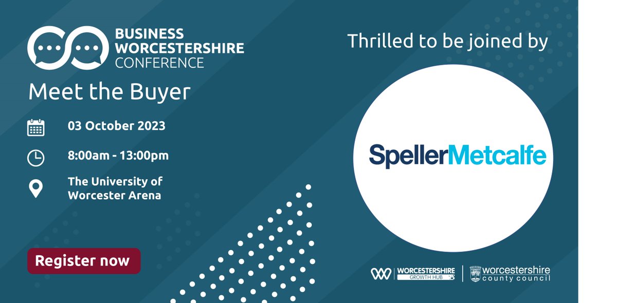 Exciting news! We are thrilled to announce Speller Metcalfe will be joining us at our next Business Worcestershire Conference! 

This is a fantastic chance for local businesses to connect and discover what contracting opportunities are available.

👉 bit.ly/BusinessWorcCo…