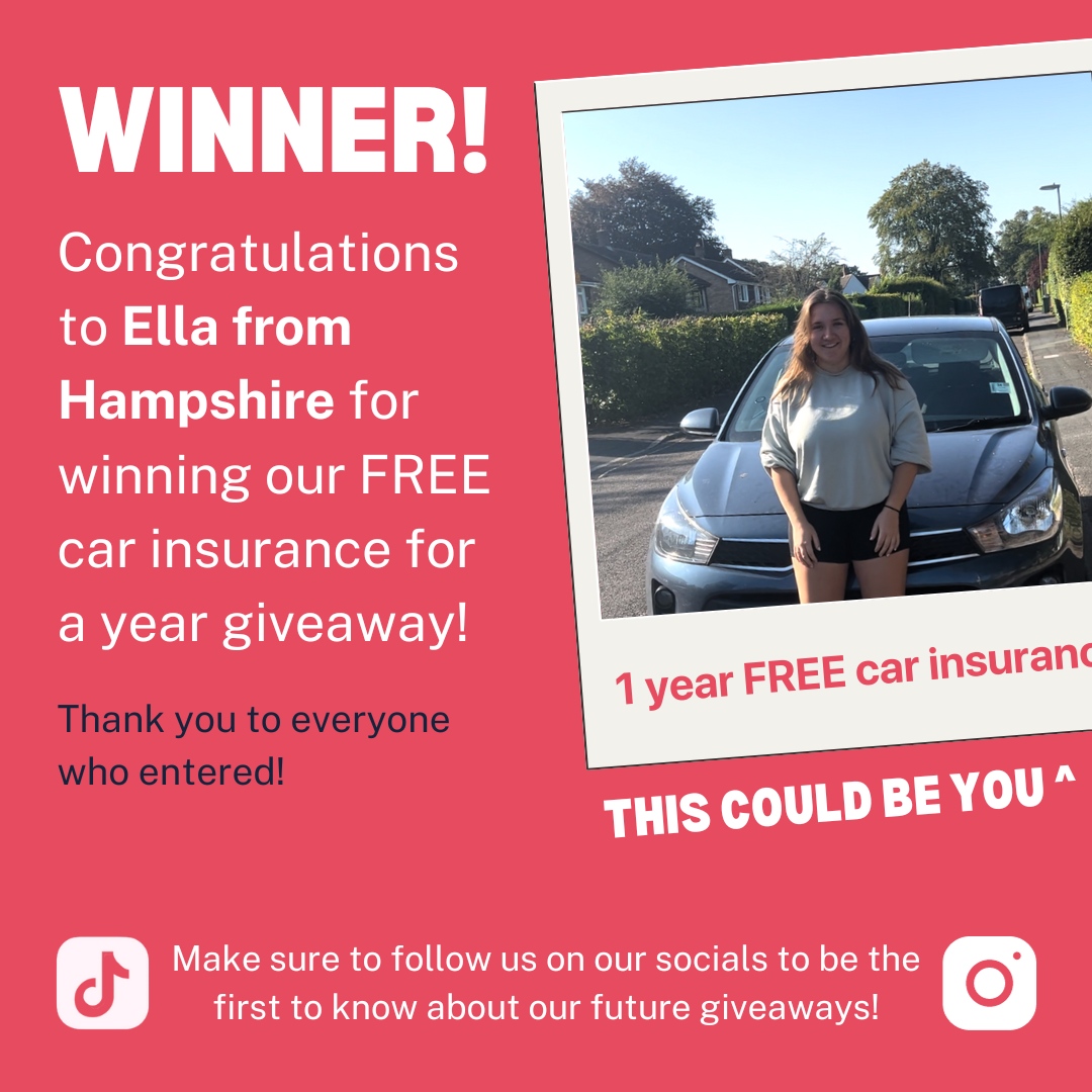 Congratulations to our free car insurance giveaway winner, Ella! ⁠
⁠
Make sure to follow our socials so you can be one of the first to know about any future giveaways 🙌⁠
⁠
#giveaway #winner #ukdrivers #competition