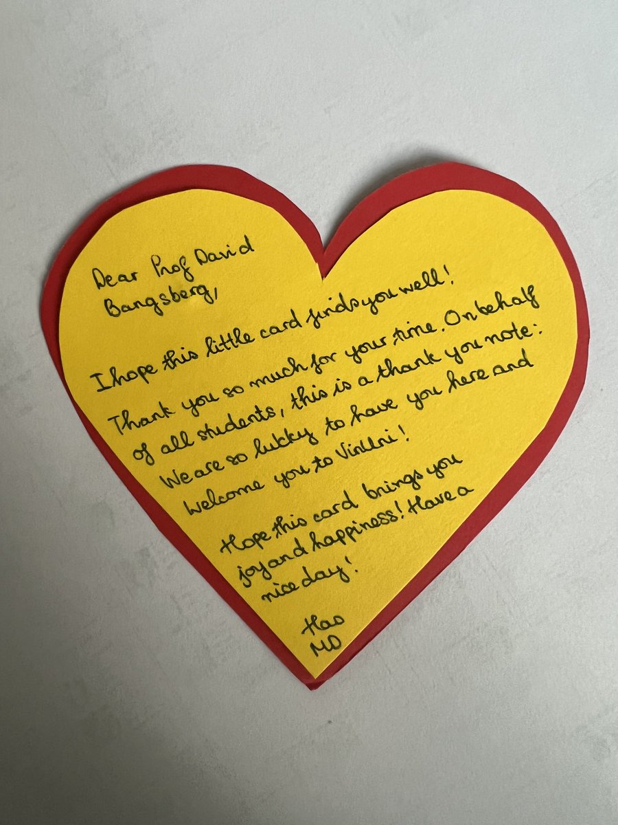 DavidBangsberg's tweet photo. Afterward she gave me this thank you note. It’s amazing that I get paid to have this much fun! @vinuni.md @vinuni.md #coffeewiththedean (posted w student permission) https://t.co/uy6vVGKSQ0