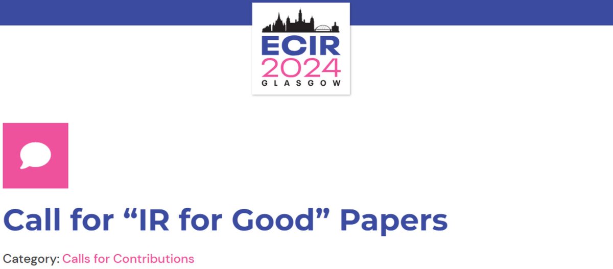(4/4) What about #HCAI in IR? Take a look at the new 'IR for Good' track at @ecir2024, chaired by @ludovicoboratto and @mirkomarras.

More information here: ecir2024.org/2023/07/24/cal…