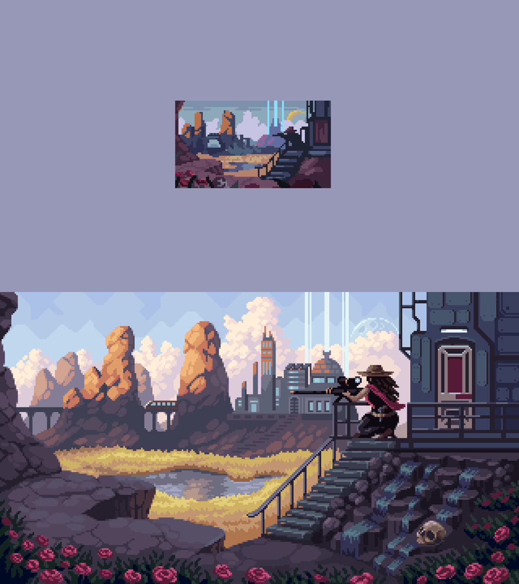 Thumbnail Sketch vs. Final #pixelart

Comm for <a href="/NoSplitGames/">BlakeAtNoSplit</a>