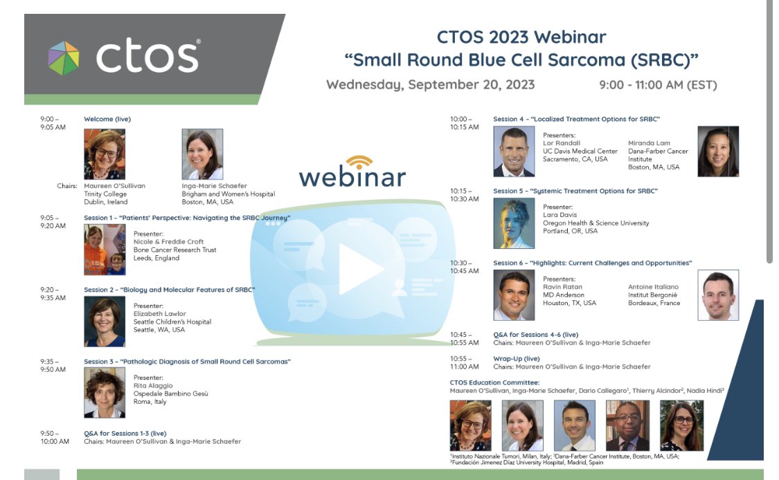 🌟 Join us live for the CTOS Fall Webinar, where we're diving deep into SRBC. 🔍 Don't miss out—click here to join: ctos.org/EducationalPro… #SRBC #Sarcoma @im_schaefer @ctosociety