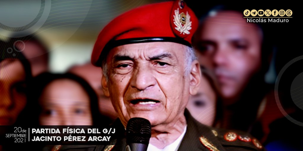 NicolasMaduro's tweet photo. Honramos la memoria del G/J Jacinto Pérez Arcay, quien partió físicamente hace 2 años, un hombre ejemplar, profundamente bolivariano, de los faros más brillantes de nuestra Revolución, un patriota valiente que dejó una huella indeleble en nuestro Pueblo como guía y maestro. https://t.co/6MaHH4A3Yc