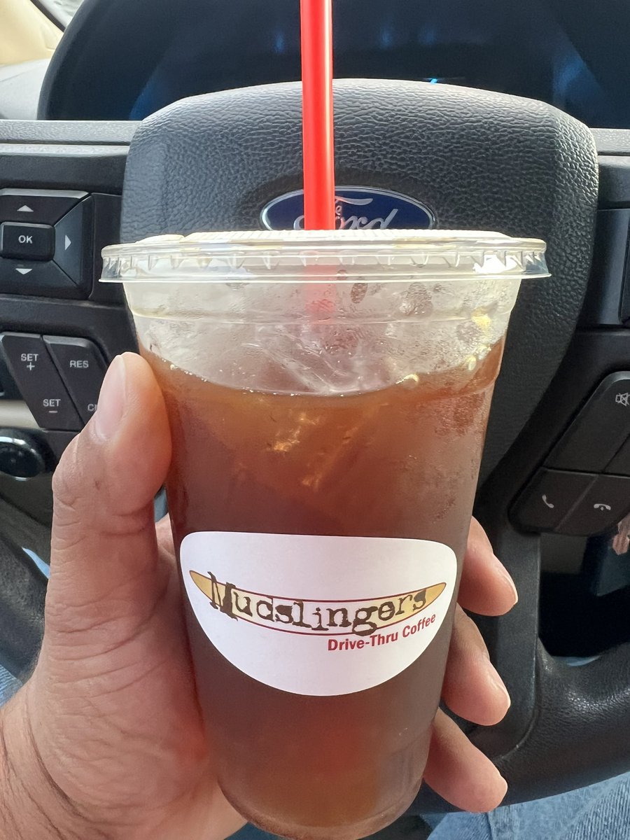 MCS_GC's tweet photo. You know we had to stunt on them! That lemonade expresso will change your life. Then you hit it with that peach flavor, uff forget about it. Go get you one over at @mudslingerstx #SA4SA #LocalsSupportingLocals #MudGang https://t.co/Y26BUhplWo