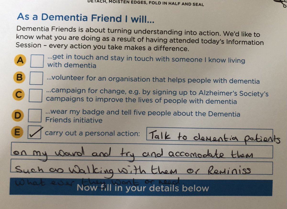 Thank you to the ready to care group for becoming #dementiafriends @DementiaFriends @EKHUFT you are amazing. @DementiaTeamEK1