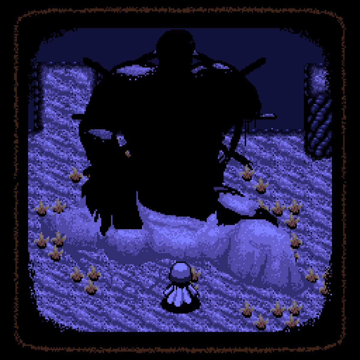 SoS_Gioliber's tweet photo. Not even the Giants could hope to resist against the all encompassing darkness. They all vanished in a single day, perhaps surrendering to fear, perhaps following some sense of duty. In the end, the Great Oblivion took them one by one.

#indiedev #pixelartist https://t.co/uQ4DnrvER8