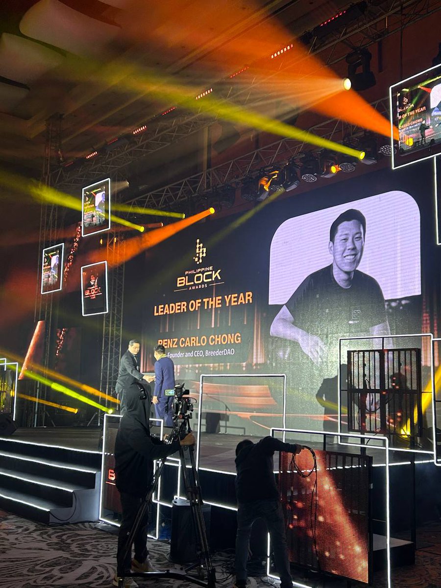.<a href="/Renz_BDAO/">Renz Chong</a> wins the LEADER OF THE YEAR AWARD at this year’s @philblockchain BCP Philippine Block Awards! 🏆 Let’s give a warm round of applause to our CEO!! 📷📷 We at @BreederDAO are immensely proud - Thank you for this recognition 🙏