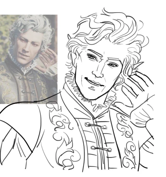 i.m trying really hard to finish the larger commissions ive been chipping away at before knocking out the bg3 kissy commissions ive just started but i had to practice drawing him for the latter 