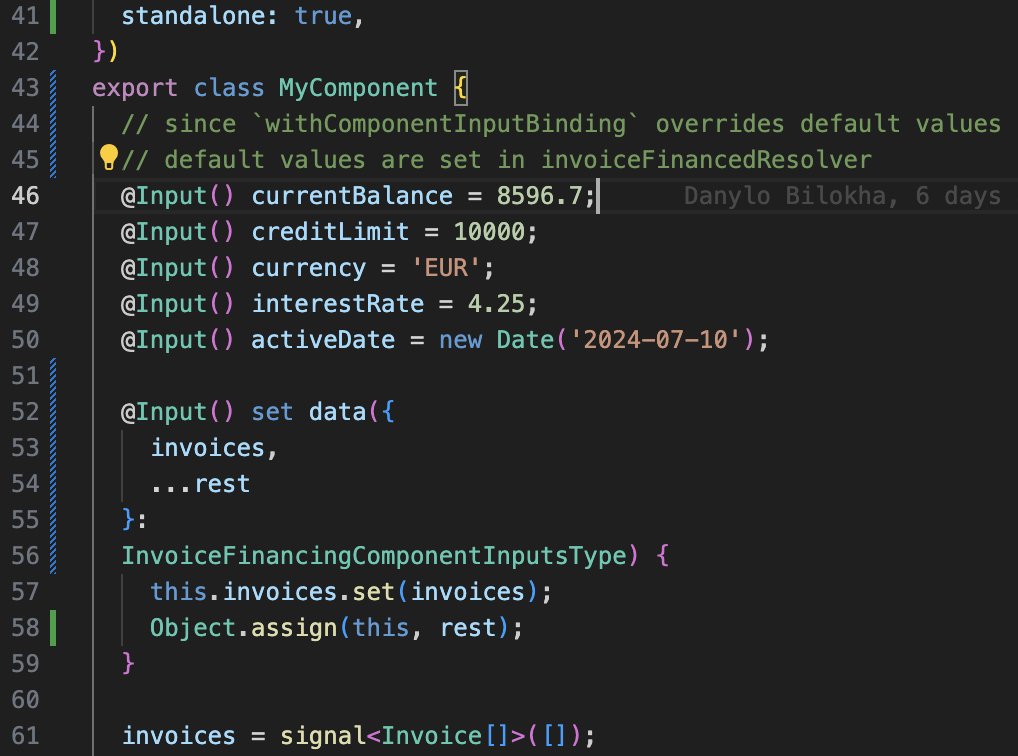 danemesisme's tweet image. assigning #Input values in #Angular that is being set  using new #Angular16 API by #withComponentInputBinding like the following