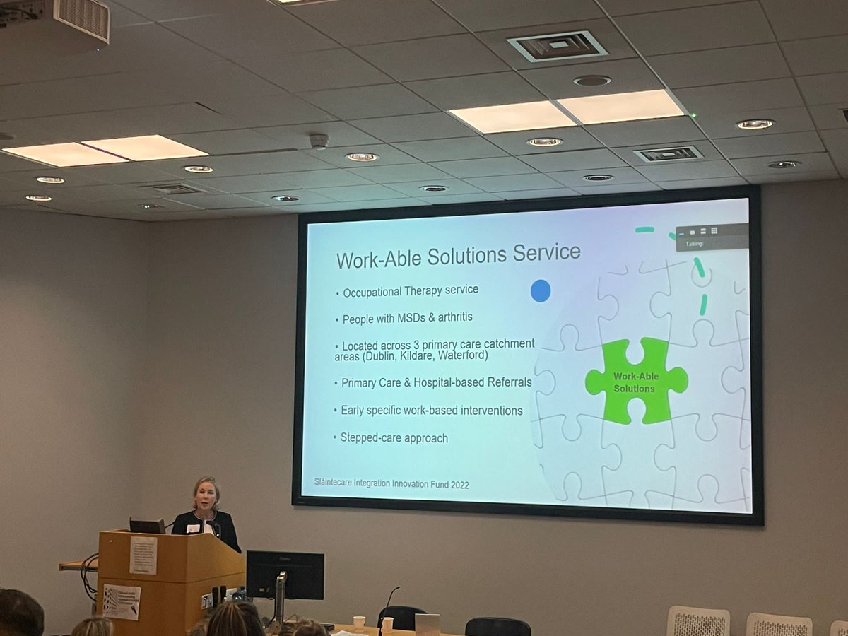 @YvonneCodd highlighting the leadership and innovation involved in the development and roll-out of the Work-Able Solutions integrated care vocational rehabilitation pilot project <a href="/WeHSCPs/">National HSCP Office, HSE</a> <a href="/OT_NGH/">Occupational Therapy at Naas General Hospital</a> <a href="/ot_svuh/">SVUH Occupational Therapy Dept</a>  <a href="/GlennonOriel/">Oriel Glennon</a>