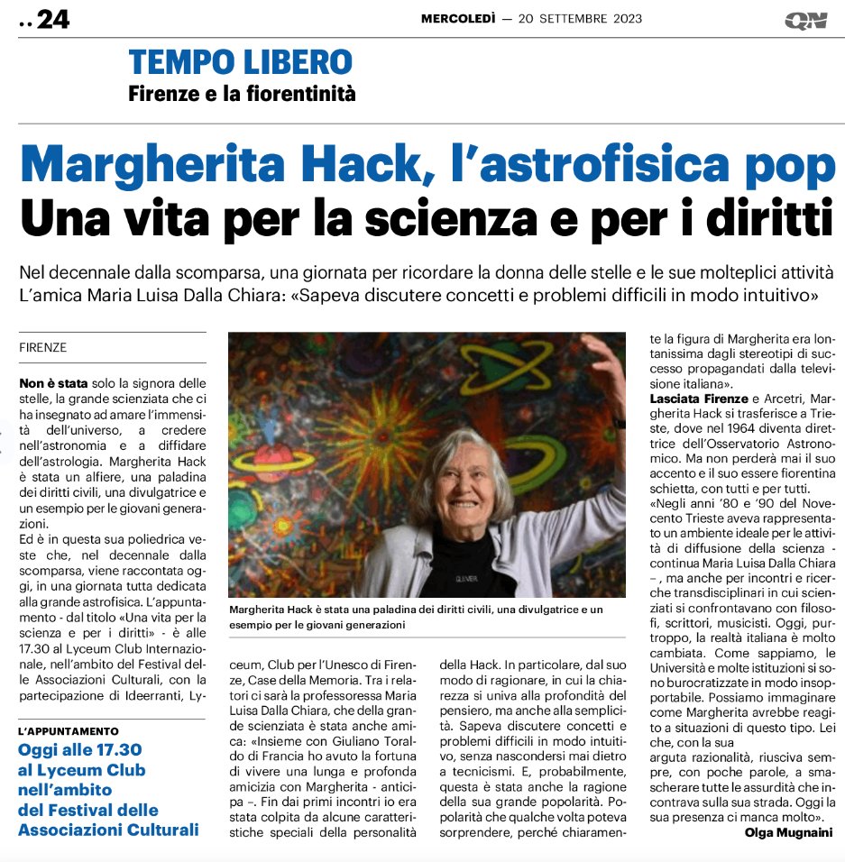 CentroUNESCOFirenze (@centrounescofi) on Twitter photo Grazie a <a href="/Nazione_Firenze/">Nazione Firenze</a> per questo articolo sull'evento dedicato a #margheritahack nell'ambito del #festivalassociazioniculturalifiorentine promossa da #centroassociazioniculturalifiorentine. Portiamo avanti questi valori sul territorio in rete con #istituzioni #stakeholders Grazie a <a href="/Nazione_Firenze/">Nazione Firenze</a> per questo articolo sull'evento dedicato a #margheritahack nell'ambito del #festivalassociazioniculturalifiorentine promossa da #centroassociazioniculturalifiorentine. Portiamo avanti questi valori sul territorio in rete con #istituzioni #stakeholders