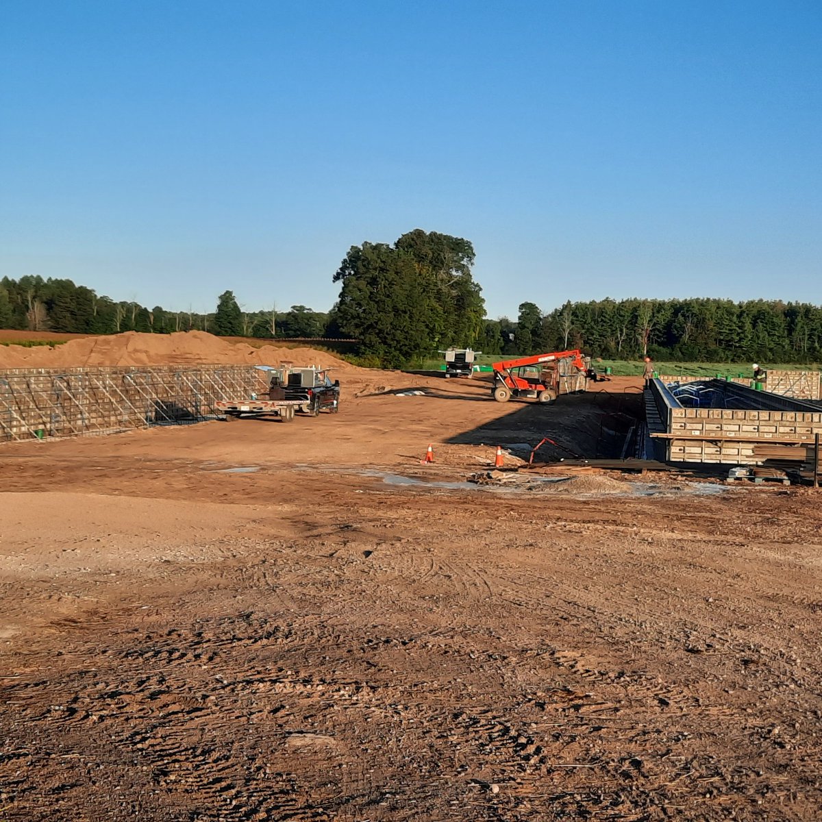 Making progress with the barn. Manure tank one poured, stripping it and forming tank two today.