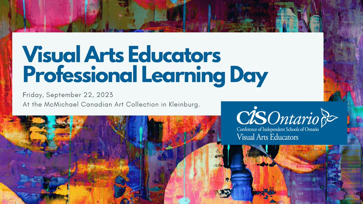 MsSarahCraig's tweet image. CIS Ontario will welcome 33 Visual Arts Educators from 23 member schools to participate in a day of professional learning, tours &amp;amp; discussions about CISVAF 23, our student Visual Arts Festival @mcacgallery McMichael Canadian Art Collection this Friday, September 22nd #cisopd
