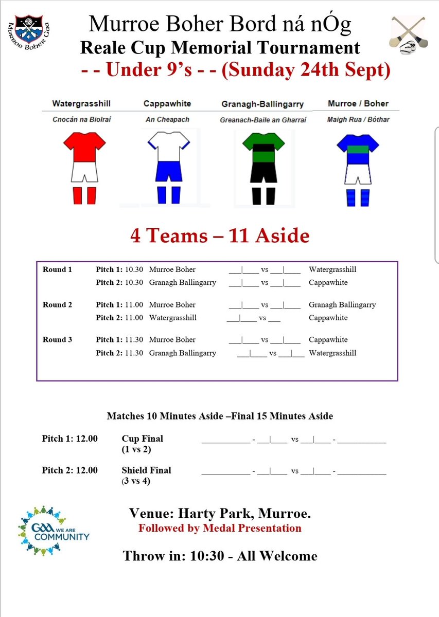MurroeBoher's tweet photo. Please support our u9s playing in the Reale Cup Memorial Tournament  this Sunday 24th September in Harty Park. https://t.co/B0LZEMoC7o