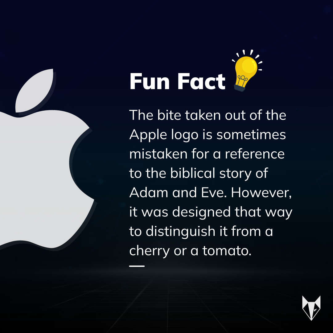 NickelfoxTech's tweet image. Did you know, the Apple logo was designed with a fun twist? Here's a byte-sized trivia about the logo bite.
#TechFunFact #AppleLogo #AppleFact