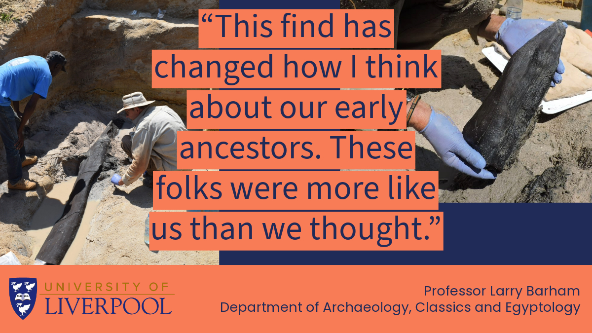New research published in @nature from Prof Larry Barham <a href="/LivAncWorlds/">Archaeology, Classics & Egyptology at Liv Uni</a> and Prof Geoff Duller <a href="/AberUni/">Aberystwyth University</a> has revealed that at least 476,000 years ago, earlier than previously thought, humans were building structures made of wood. Find out more👉news.liverpool.ac.uk/2023/09/20/arc…

<a href="/livuniHSS/">Humanities & Social Sciences @ Uni of Liverpool</a>
