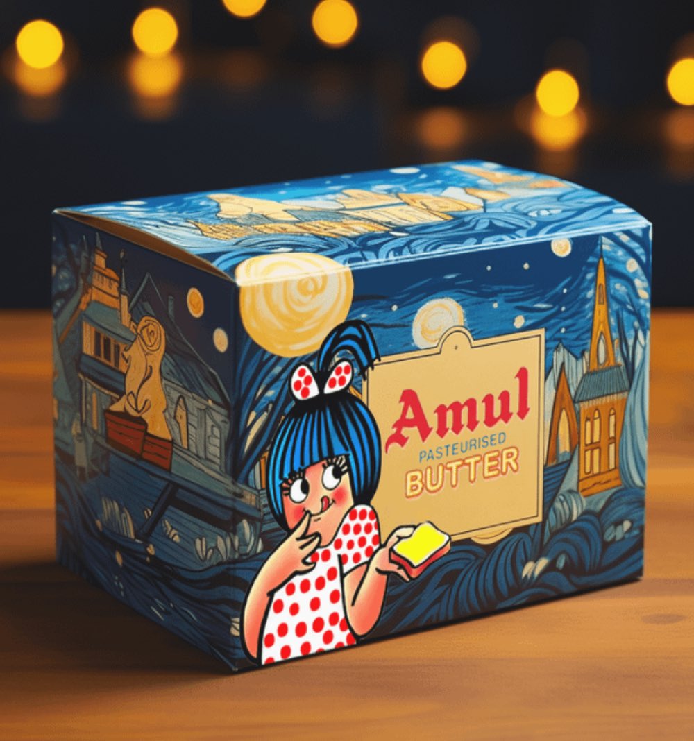 proteinpagluu's tweet photo. Van-Gogh Inspired Indian products packaging 🤯 https://t.co/F9fpWUSTQK