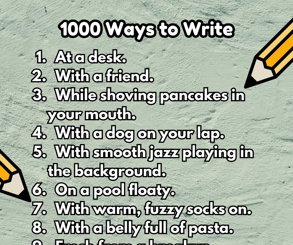 CuriousCurlsPub's tweet image. Okay, we may have lost the other 991.

How do you write?

#1000waystowrite #writingfun #storymaker #writewithme #booktok #bookstagram #writingwithmydog #pastabelly #creativewritinggoals #writinggoals2023