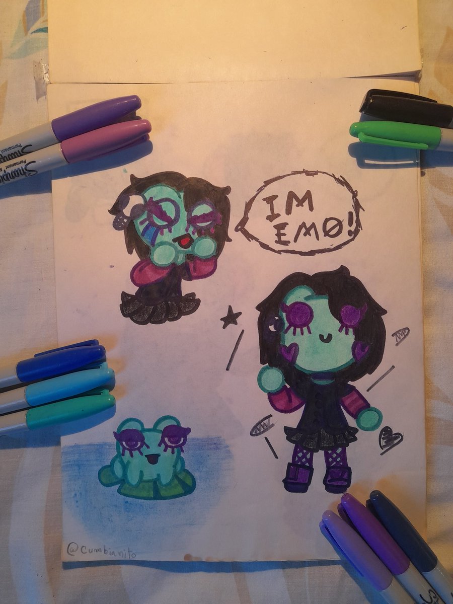 Cumbianito_'s tweet photo. Frogis la Rana Emo🖤🐸
Uno de los dibujos que pude hacer en mi sketchbook
#cumbianito #myart #art #arte #artartart #artist #draw #drawing #illustration #ilustración #color #dibujo #midibujo #oc #ñ #random #emoart #emo #rana #frogdrawing #frogdraw
#frog #frogs https://t.co/qEvzNzMSsi