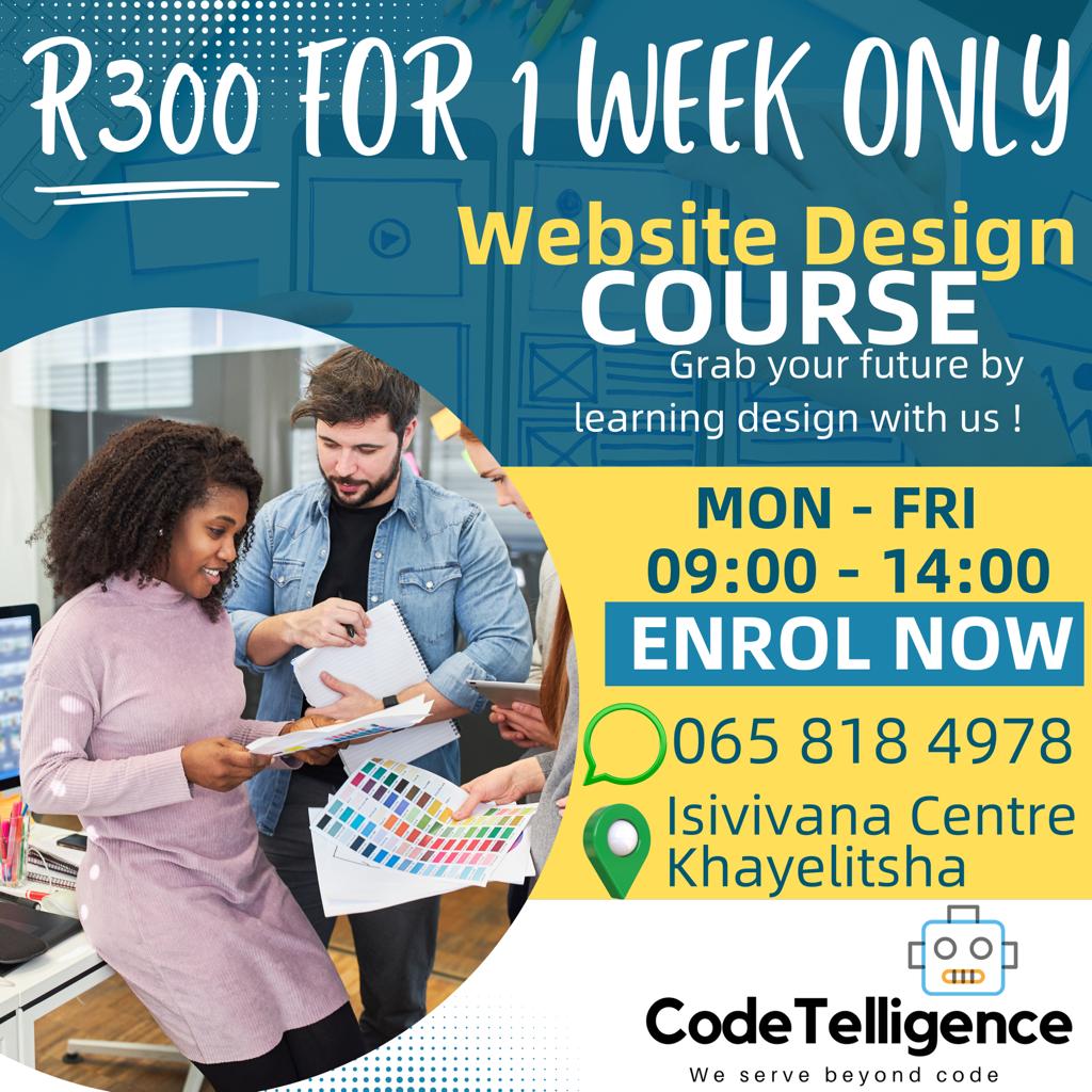 Code_Telligence's tweet image. No Skill? No Job? No Worries!
Join our One-Week Web Design Course for only R300 and embark on a journey that can transform your future.
#CodetelligenceAcademy #WebDesignCourse #CareerOpportunities #WebDesignSkills #DigitalFuture #CodingJourney