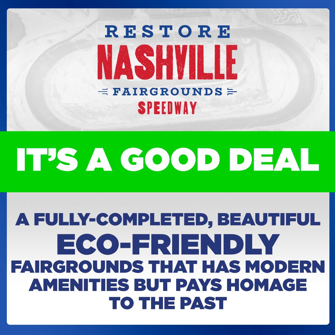 RestoreNFS's tweet image. How about an updated, ADA Friendly, Eco-friendly completion to the fairgrounds property?

We will do that.

It&apos;s a good deal for Nashville.
