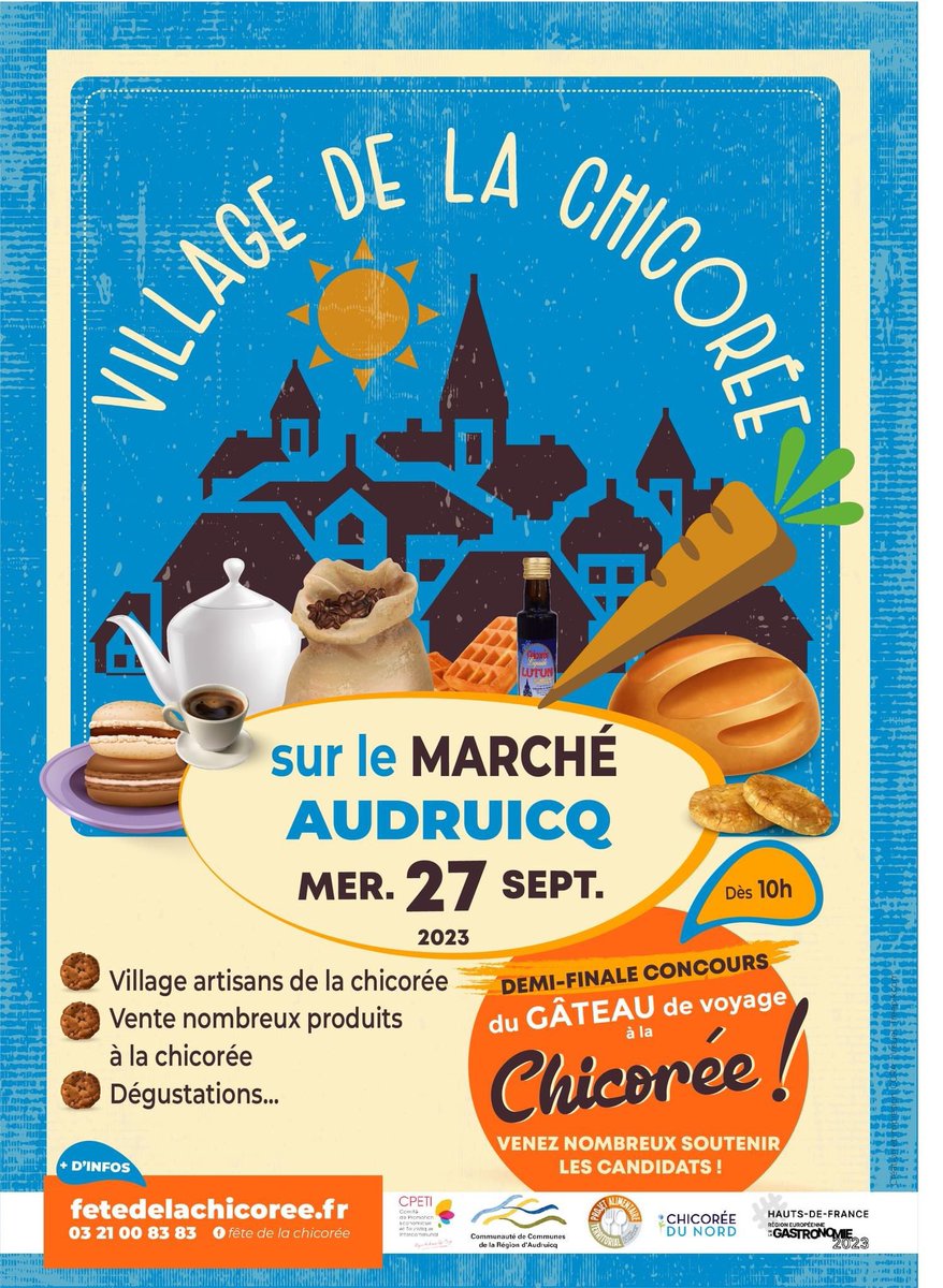 Mercredi prochain, retrouvez le village de la #Chicorée sur le #MarchéAudruicq !

Programme complet sur fetedelachicoree.fr