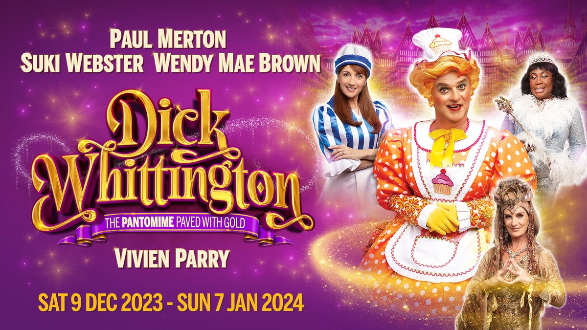🔔 Pantomime announcement! 🔔 We're delighted to tell you that Suki Webster, Wendy Mae Brown and Vivien Parry will be joining Paul Merton in Dick Whittington this Christmas at Richmond Theatre! ✨ Book your tickets today: atgtix.co/4603Wqe