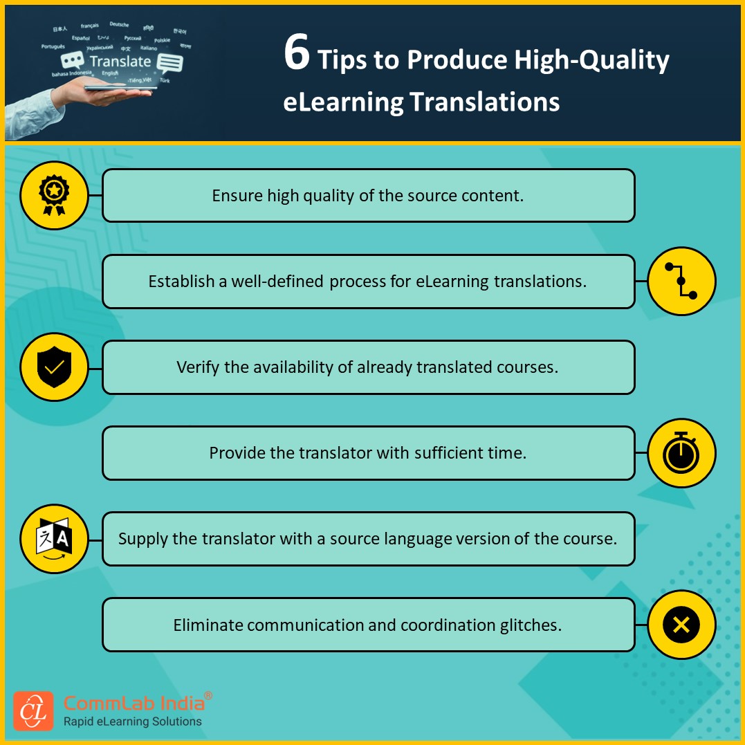 commlabindia's tweet photo. Unlock the power of global learning! 🌍💡 Check out these 6 Tips for Top-notch eLearning Translations and take your training programs to new heights! 🚀
https://t.co/VAyJKjSgYS
#eLearning #elearningtranslations #TranslationTips #commlabindia https://t.co/BrYuHLkWyb