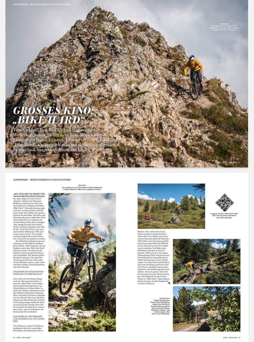 Druckfrisch in der Herbstausgabe des Alps Magazins aus Deutschland: Bike Hard mit Tom Oehler
#autor #storytelling #text #writing
