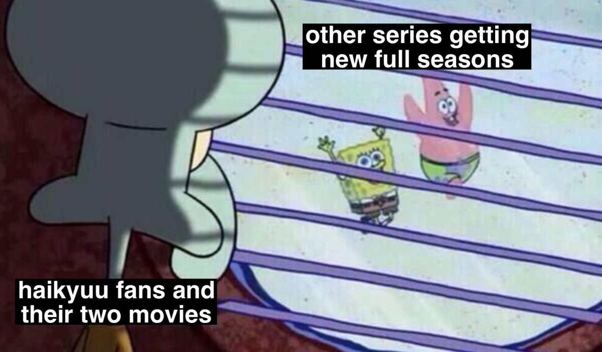blackadlers's tweet photo. the price haikyuu fans pay for all our faves being alive and healthy is that we are only getting 2 movies to wrap up the last 100 chapters of our series 😄 https://t.co/QOj35OGURz