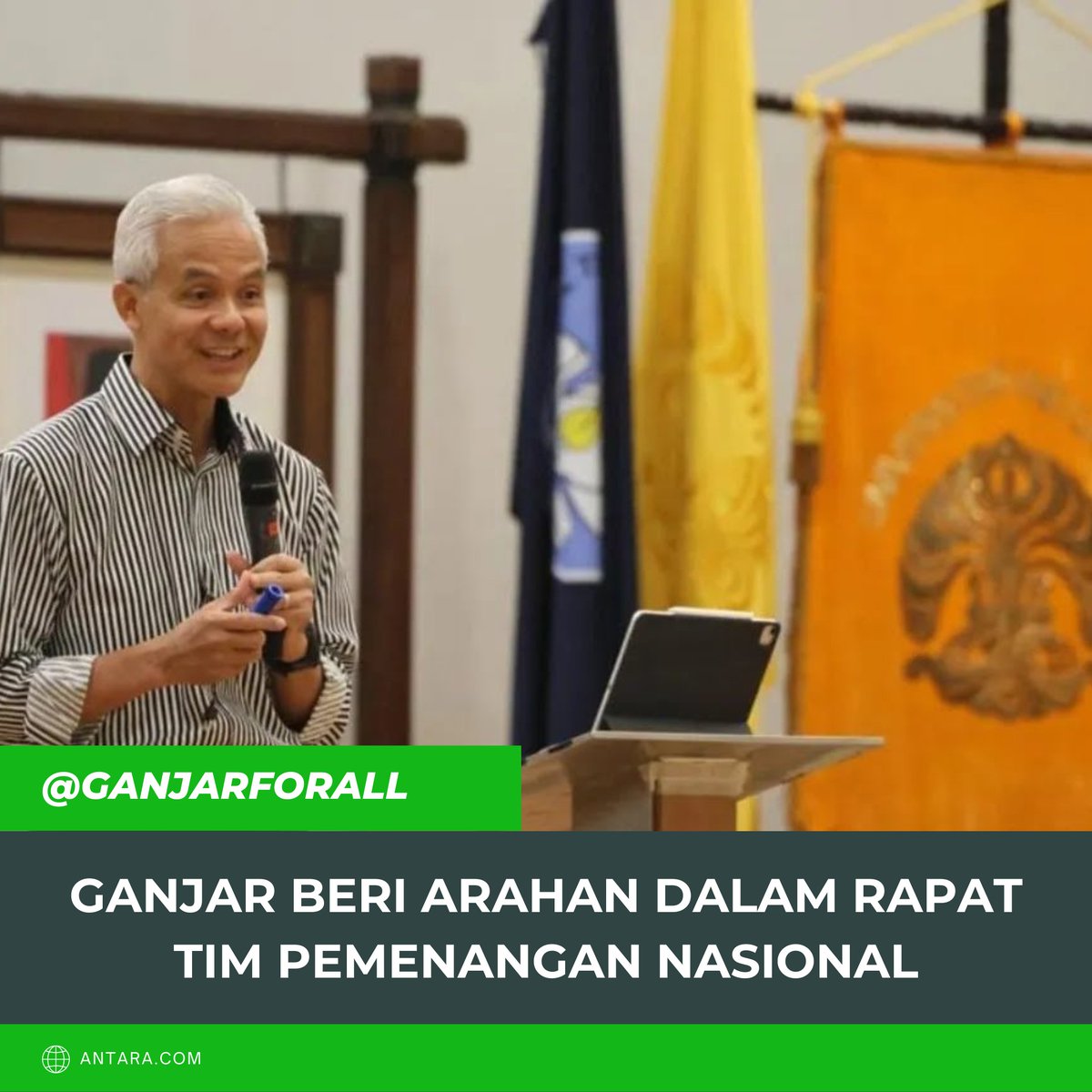 ganjarforall's tweet photo. Bakal calon presiden (capres) PDI Perjuangan Ganjar Pranowo memberikan arahan saat menghadiri rapat tim pemenangan nasional (TPN) di Gedung High End, Jakarta, Rabu.

#ganjarforall #GanjarPranowo #Ganjar #GenerasiGotongRoyong #GanjarPresiden #GanjarUntukSemua https://t.co/wr6Oq5JQRp