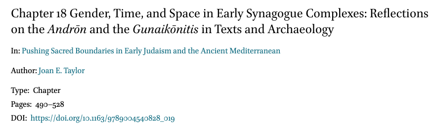 Synagogue boundaries are in the news again On the evidence from the earliest synagogues, see these books/articles Levine: 'there can be little doubt that..Jews gathered in the synagogue for ritual purposes w/o making any distinctions in seating arrangements for males & females'