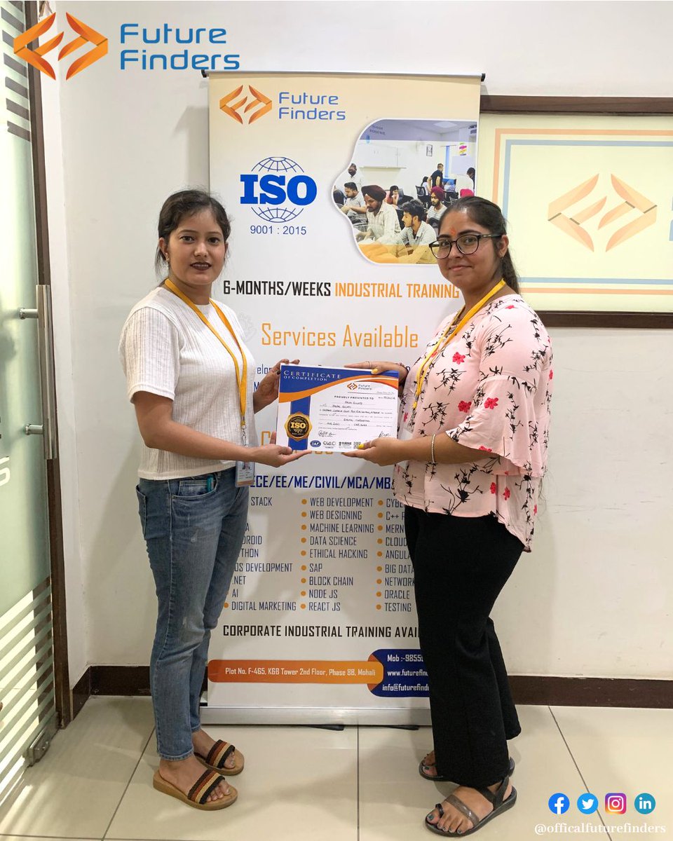 congratulations✨

#congratulations #trainingcompleted✔️#SEO #SMM #PPC #trainingdone #45daystraining #digitalmarketing #instagram #futurefinders #mohali #chandigarh #carrer #future #6weektraining #democlass #skill

Call Now : 98559-08009
Visit us : futurefinders.in