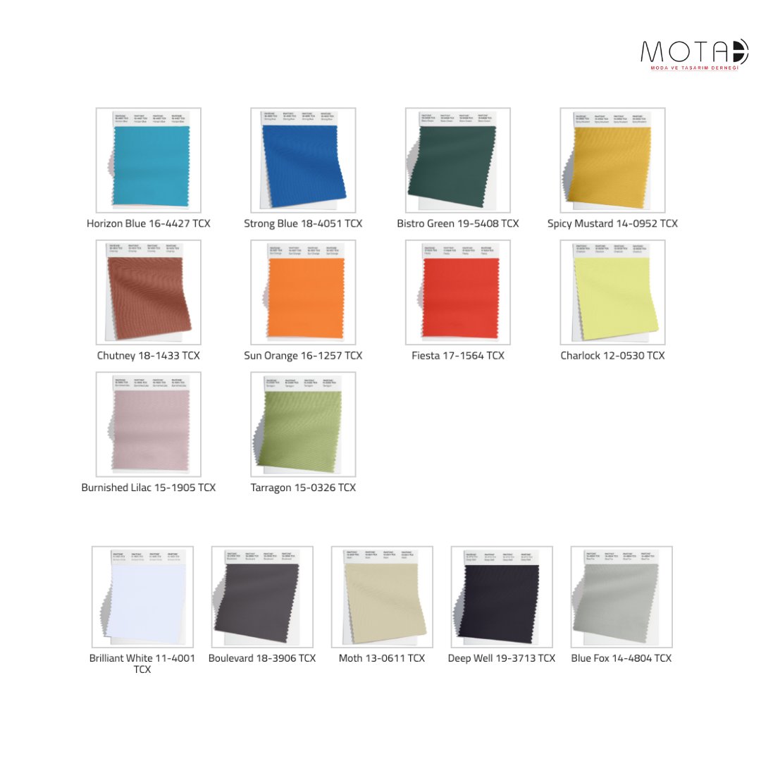 MotadTr's tweet photo. Pantone, LFW için öne çıkan ilk on rengin, yeşil ve kahverenginin zengin doğa temelli tonlarının yanı sıra parlak maviler, kırmızı ve turuncudan oluşan "hayal gücünü genişletecek" bir renk paleti sunacağını açıkladı. https://t.co/YXixqvUJRU