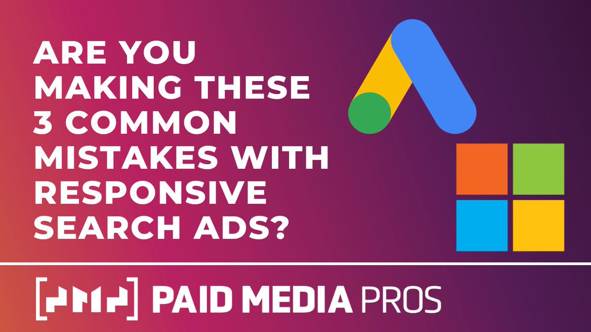 michellemsem's tweet photo. RSAs don't have to be overly complicated...but some we see when reviewing accounts are less than ideal.
https://t.co/rGTxgvsIiT
^^Check out the latest @PaidMediaPros video & I'll walk you through the most common mistakes we see. #ppc #googleads #msftads #paidsearch https://t.co/zNj569RDRV