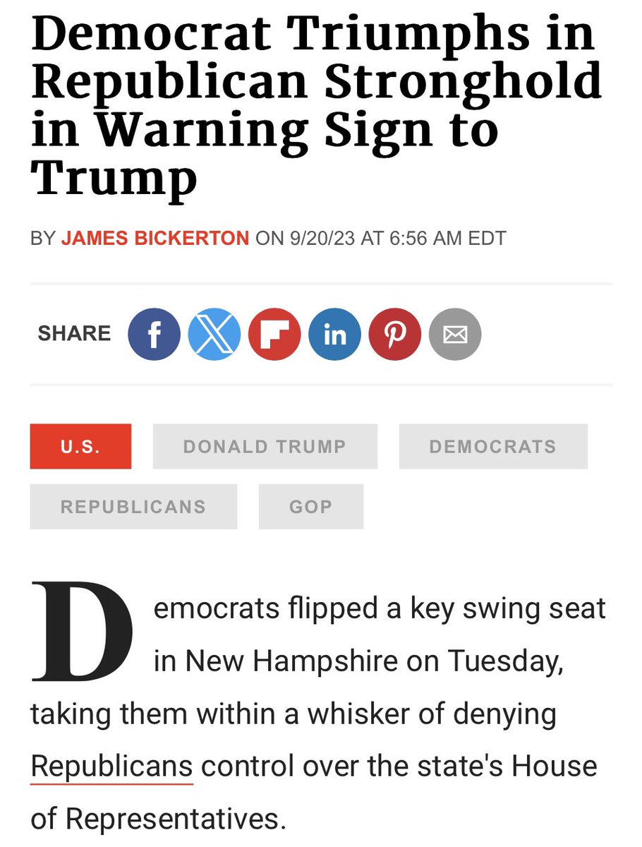 emeriticus's tweet image. Jim Guzofski, a MAGA Republican who said prophets told him Trump won in 2020 and is still the president, was just soundly defeated by a Democrat in a New Hampshire GOP stronghold. As a result, Democrats have narrowed the balance of power in the state’s House of Representatives.…