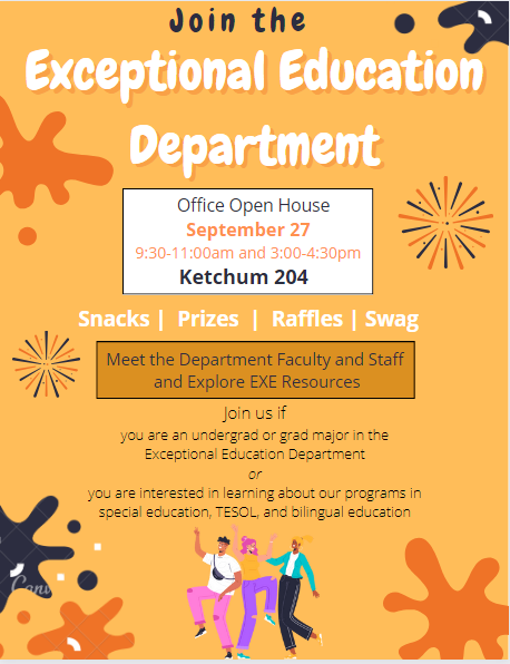 Join us on Wednesday, Sept. 27th. Come for the snacks, stay for the company. Meet our wonderful faculty and learn more about resources and events through the ExEd Department.
Featuring prizes to score, including a chance to win “Explicit Instruction,” an essential ExEd textbook.