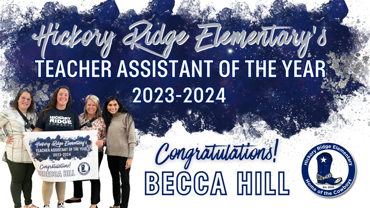 HickoryRidgeES's tweet photo. Meet our 2023-2024 Teacher Assistant of the Year, the incredible Becca Hill🌟🎉
👏 Let's give a round of applause and heartfelt congratulations to Coach Hill for her outstanding dedication and contributions to our school community. https://t.co/0BZqFeRCoN