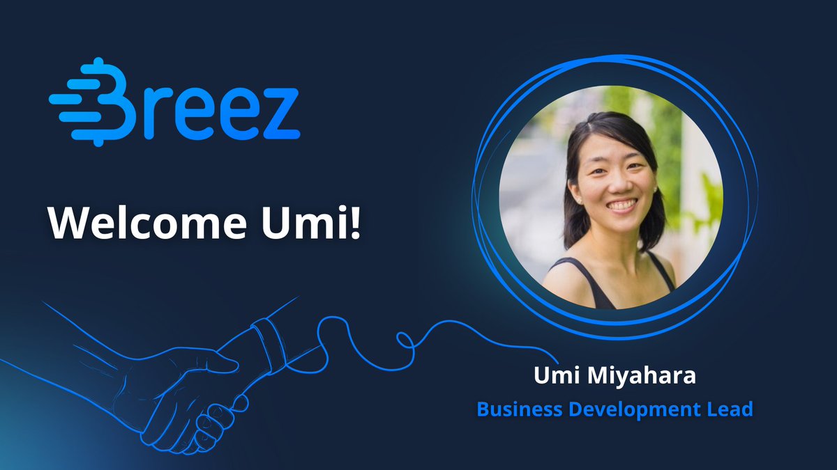 Exciting news - welcoming @MiyaharaUmi to the Breez team!
We are thrilled to announce the newest addition to the Breez family - Umi Miyahara, who will be our Business Development Lead. Umi's arrival has injected a surge of enthusiasm into our team.

Umi brings a wealth of